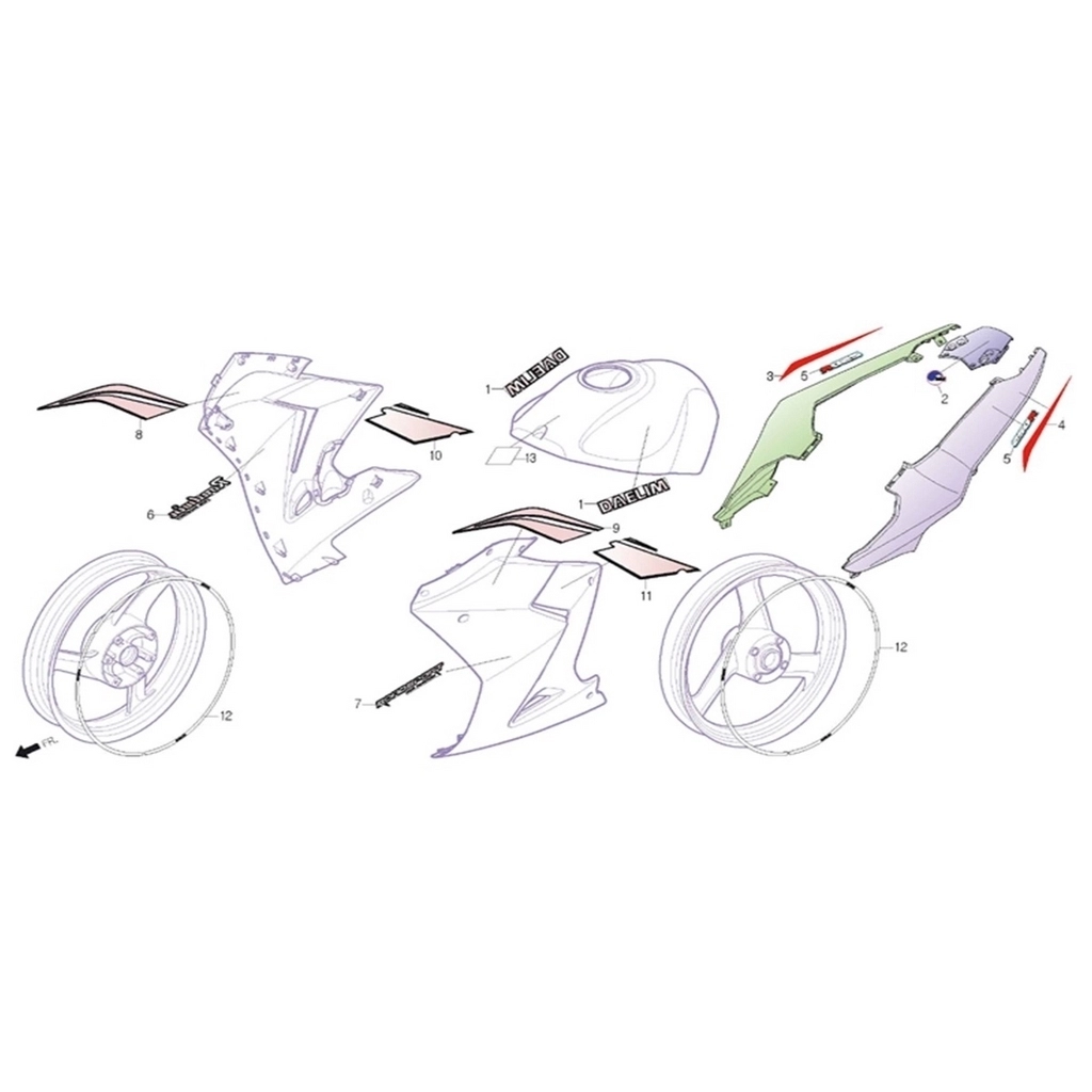 DAELIM VJF250 ROADWIN SIPERLIK SAG UST STIKER (BEYAZ) #VJF250 B3408 BY